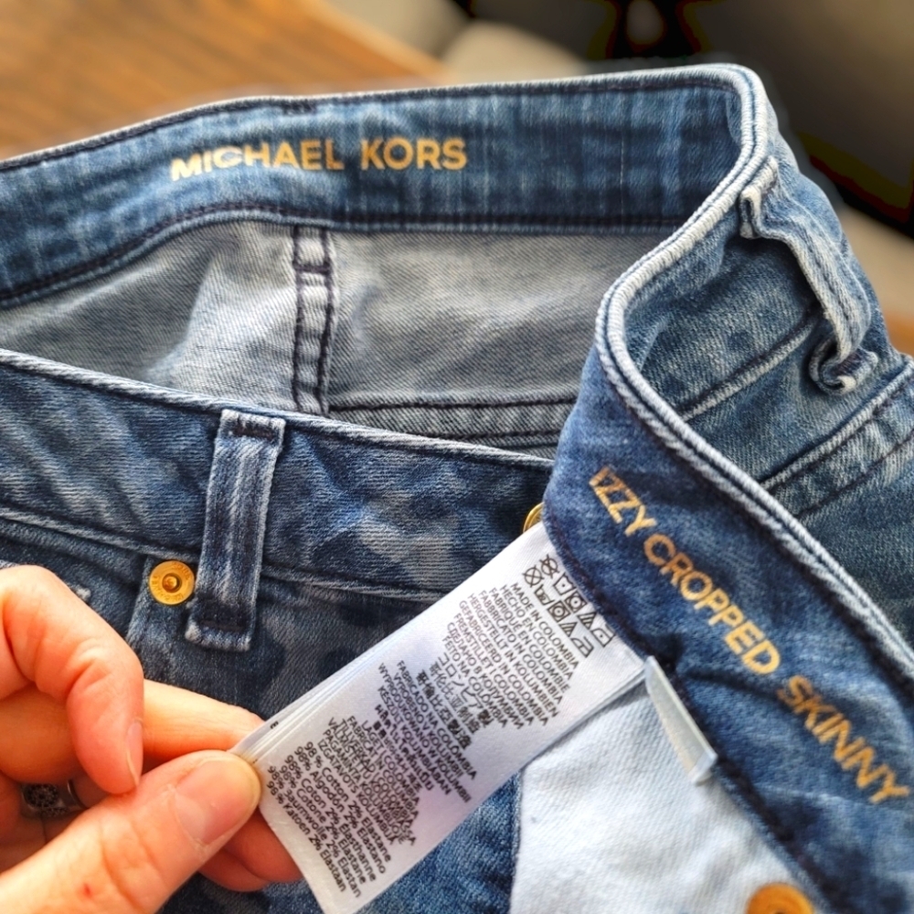 Michael Kors Izzy Printed Skinny Hip Jeans Indigo blue Low Rise Size 0 - Picture 5 of 7